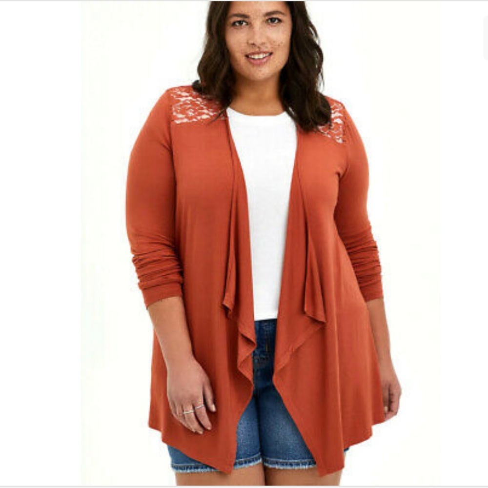 TORRID Super Soft CEDAR CHEST Drape Open Front Cardigan Sweater